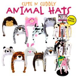 48 Bulk Animal Head Hats 9 Assorted Styles 60 Pc Display Box