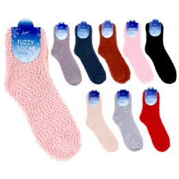 240 Bulk Cozy Fuzzy Socks - 9 Assorted Colors