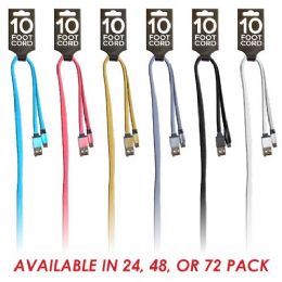 144 Bulk 10ft Round Charge Cords For Android Phones