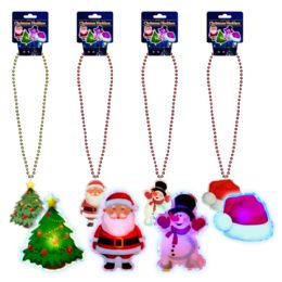 192 Bulk Christmas Flashing Necklace 4 Assorted