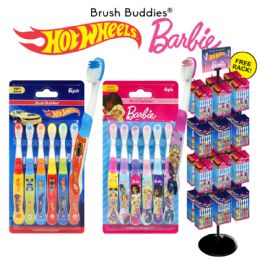 144 Bulk 144pc 6 Pack Barbie & Hot Wheels Toothbrush Display