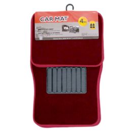 12 Bulk 4 Pc Burgundy Car Mat Set - 2 Pc Front, 2 Pc Rear
