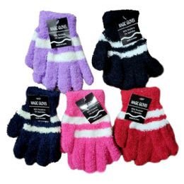 240 Bulk Ladies Winter Gloves 5 Colors With Stripes