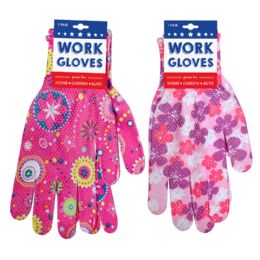 300 Bulk Pink Floral Garden Gloves