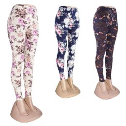 48 Bulk Women Ankle Length Floral Printed Legging