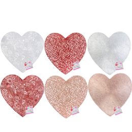 48 Bulk Placemat Heart Shape Pvc 3 Styles/ 2 Color Ea Red/slv/rose Gold Ea W/ht