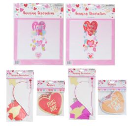 36 Bulk Valentine Hanging Decor Asst Banner/ Honeycomb/ Hanging