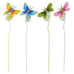 24 Bulk Garden Yard Stake Butterfly & Dragonfly Metal 3d 6 Asst