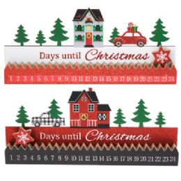 24 Bulk Tabletop Christmas Countdown Calendar 2ast Mdf W/snowflake Marker 12.5l X 5.5inh Pvc Box