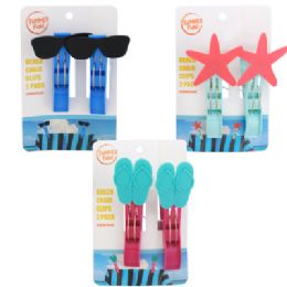24 Bulk Beach Chair Towel Clips 2 Pk 3 Asst