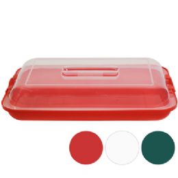 24 Bulk Christmas Pastry Tray 3 Ast Colors With Locking Cover