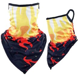 24 Bulk Neck Gaiters Flames Print Triangle Face Shields