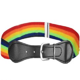 24 Bulk Rainbow Stretch Belts For Kids Striped Design