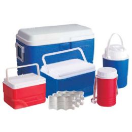 Bulk Pride Cooler Set 5 Pc Set 11.75 Gl Cooler / 3.75 Gl Cooler / 1.6 Gl Cooler / 0.65 Gl Jug / 0.35 Gl Jug / 3 Ice Packs