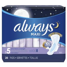 6 Bulk Always Maxi Overnight Pads Size 5 20 Ct Extra Heavy Absorbency Wings Unscented