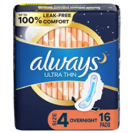 12 Bulk Always Ultra Thin Pads 16 Ct Leak Guard Size 4