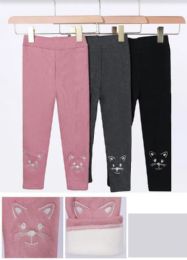 60 Bulk Girls' Fur - Lined Sweatpants Featuring Adorable Cat Print