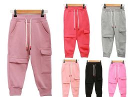 60 Bulk Girls' Cargo Joggers With Fleece Lining