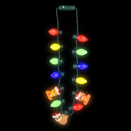 48 Bulk LighT-Up Christmas Zoo Animal Necklace 25"