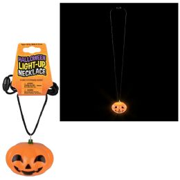 144 Bulk LighT-Up Jack O Lantern Necklace