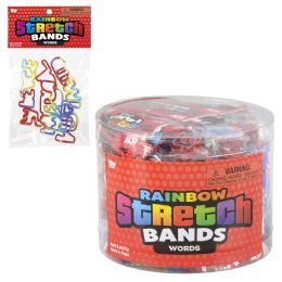288 Bulk Words Rainbow Silicone Stretch Bands