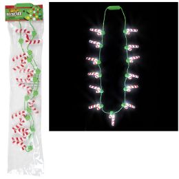 48 Bulk LighT-Up Candy Cane Necklace 25"