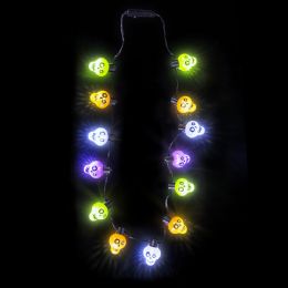48 Bulk Light Up Skull Necklace 25"
