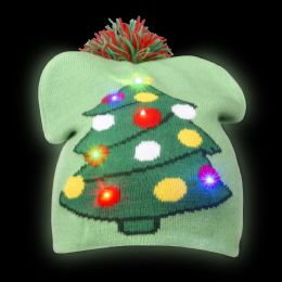 72 Bulk Christmas Tree LighT-Up Beanie Hat