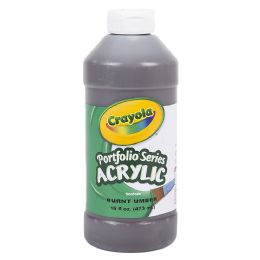 12 Bulk Crayola Acrylic Paint Bottle 16oz Burnt Umber