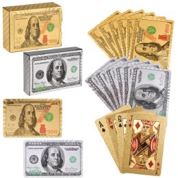 100 Bulk Gold And Silver Foil $100 Bill Playing Cards