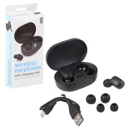 24 Bulk Black Wireless Ear Phones With Charging Case