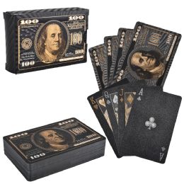 100 Bulk Black Foil $100 Bill Playing Cards
