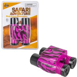 36 Bulk Pink Zebra Print Binoculars