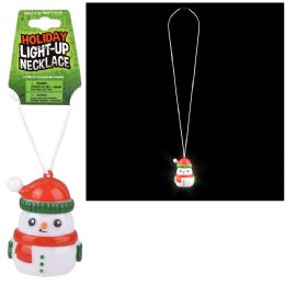 144 Bulk LighT-Up Snowman Necklace 36"