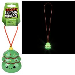 144 Bulk LighT-Up Christmas Tree Necklace 36"