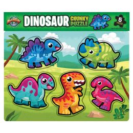 24 Bulk 11.75" X 10.25" 6pc Chunky Dinosaur Puzzle