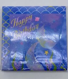 24 Bulk Mermaid Themed Paper Napkins, 24 Ct 2ply