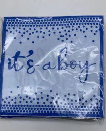 24 Bulk Its A Boy Themed Paper Napkins, 24 Ct 2ply