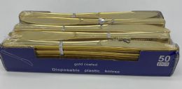 24 Bulk Gold Plastic Premium Knives 50pcs