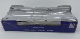 24 Bulk Silver Plastic Premium Knives 50pcs