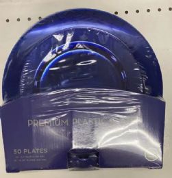 8 Bulk Royal Blue Plastic Premium Plates 50pcs