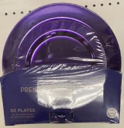 8 Bulk Purple Plastic Premium Plates 50pcs