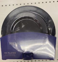 8 Bulk Black Plastic Premium Plates 50pcs