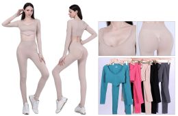 36 Bulk Women's Versatile Ribbed Yoga Set - Crop Top & Leggings