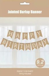 120 Bulk Happy Birthday Burlap Banner 9.2ft
