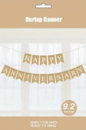 120 Bulk Happy Anniversary Burlap Banner 9.2ft