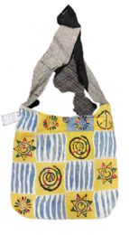 5 Bulk Razor Cut Peace Sign Sun Graphic Hand Painted Hobo Bags