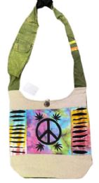 5 Bulk Tie Dye Razor Cut Peace Sign Marijuana Leaf Graphic Hobo Bag