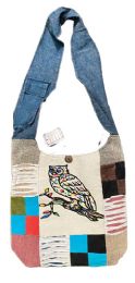 5 Bulk Hand Painted Owl Patchwork Hobo Bags