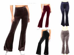 24 Bulk Women's Velvet Flare Pants